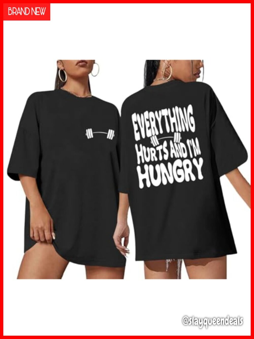 Oversized Workout T-Shirt Women Cotton Spandex Gym Tee Weightlifting Top